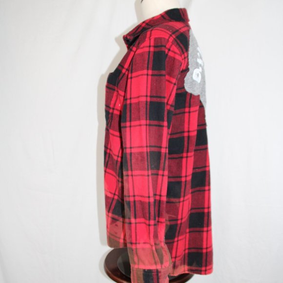 Ohio Buckeyes Distressed Flannel Women's Sz M Ohio State Upcycled One of a Kind - Picture 8 of 10